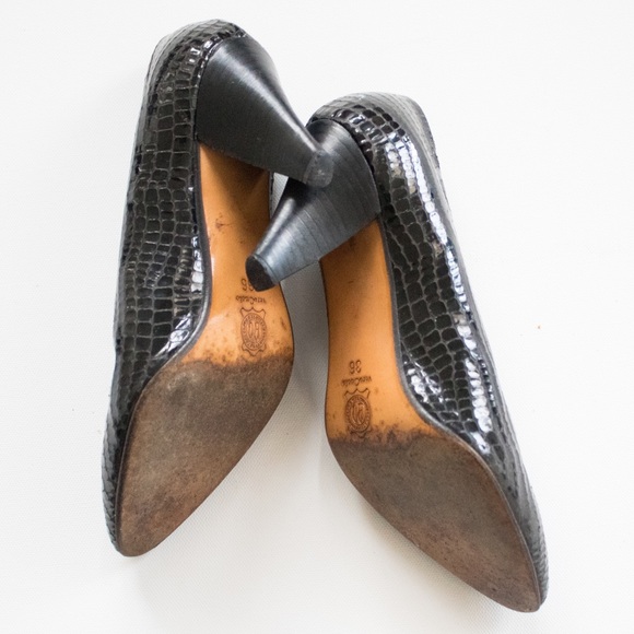 Via Roma | Vintage 80's/90's Leather Closed, Pointed Toe Pump Heels | Size 5.5 - Picture 10 of 10
